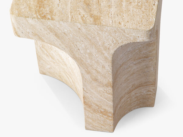 William Side Table - 14"  Travertine-like Beige, Palatial Series - Image 3