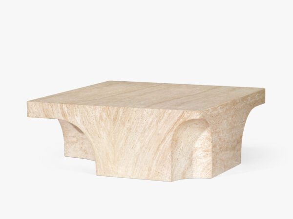 Louis Coffee Table - 38"  Travertine-like Beige, Palatial Series - Image 2