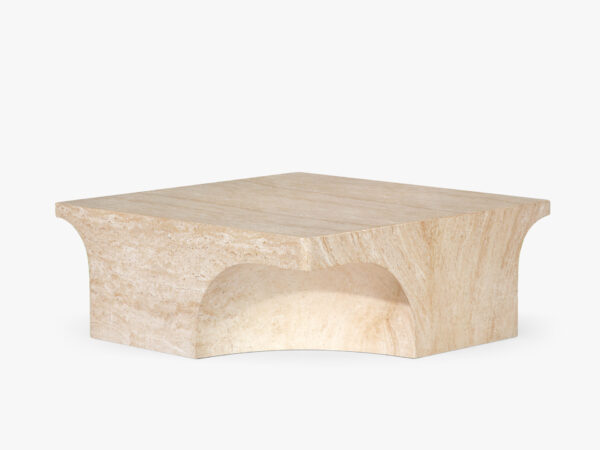 Louis Coffee Table - 38"  Travertine-like Beige, Palatial Series - Image 3