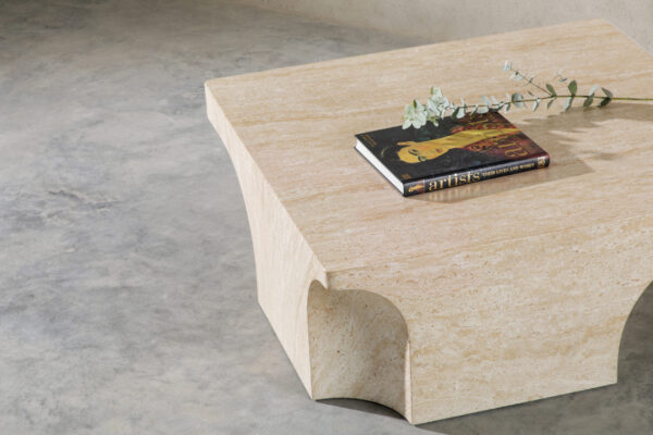 Louis Coffee Table - 38"  Travertine-like Beige, Palatial Series - Image 6
