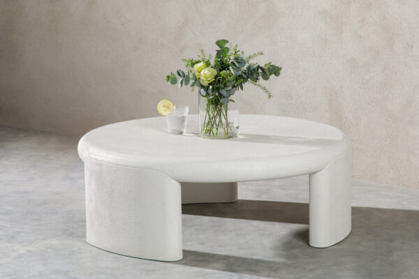 Marcus Coffee Table - 40"  Natural White, Roman Series - Image 9