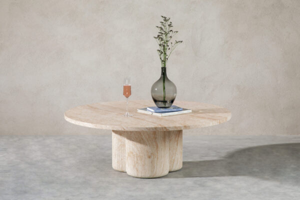 Henry Coffee Table - 45"  Travertine-like Beige, Roman Series - Image 5