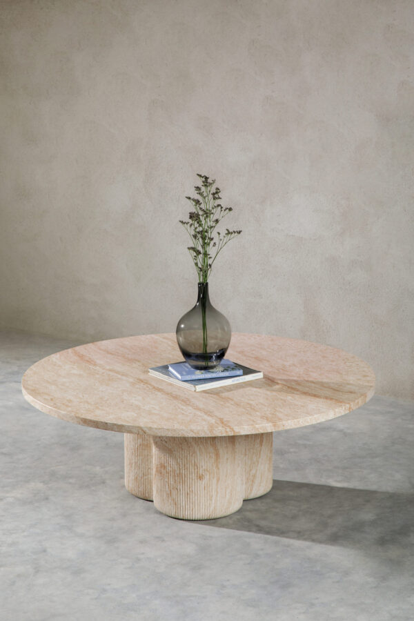 Henry Coffee Table - 45"  Travertine-like Beige, Roman Series - Image 6